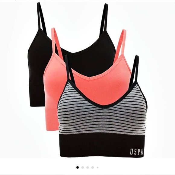 NWT U.S. Polo Assn. Women's Tag-Free Seamless Comfort Sports Bra Set 3-Pack 1X - Picture 1 of 9